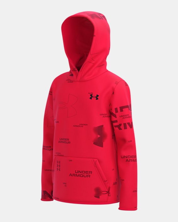 Boys' Armour Fleece® Printed Hoodie, Red, pdpMainDesktop image number 1